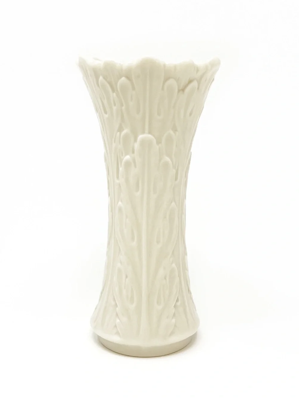 Vintage Lenox Woodland Collection Vase 6” Ivory Porcelain Embossed Leaf EUC